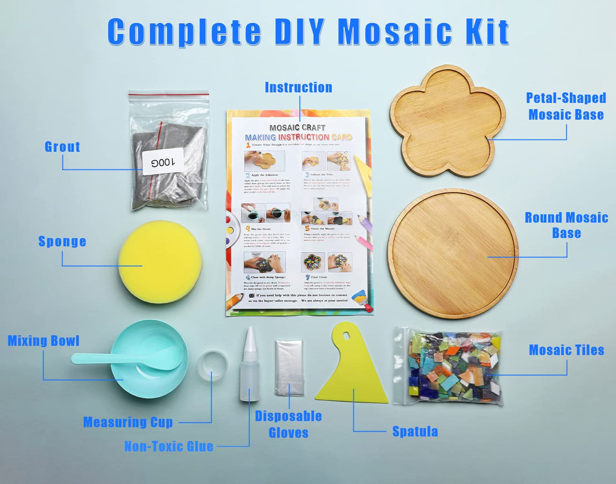 Lanyani 2 Sets of DIY Mosaic Craft Kits Mosaic Tiles Coaster Kit Make Your Own Mosaic Project Handmade Craft Set with Stained Glass Mosaic Tile Pieces for Decoration and Gift Lanyani