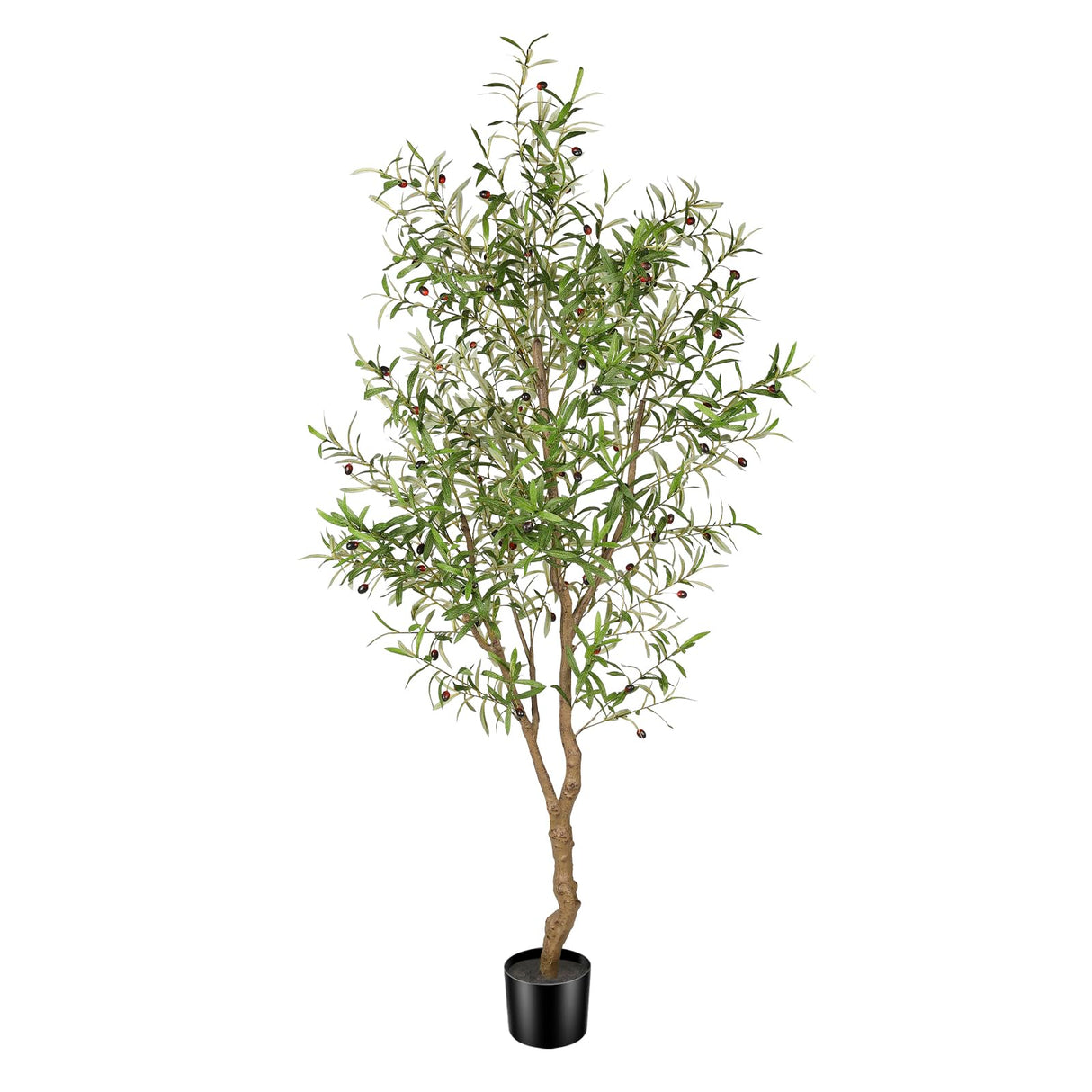 FEELEAD 7ft Faux Olive Tree - Fake Potted Olive Silk Tree with Planter Natural Olive Branches and Realistic Leaves Artificial Tree for Home House Office Decor Indoor FEELEAD