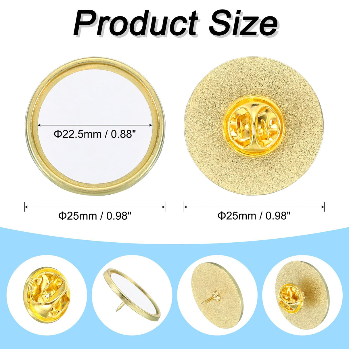 PATIKIL Sublimation Blank Button, 30 Pcs 0.98 Inch Aluminum DIY Sublimation Pins Round for DIY Craft Badge Jewelry Lapel, Golden Tone PATIKIL