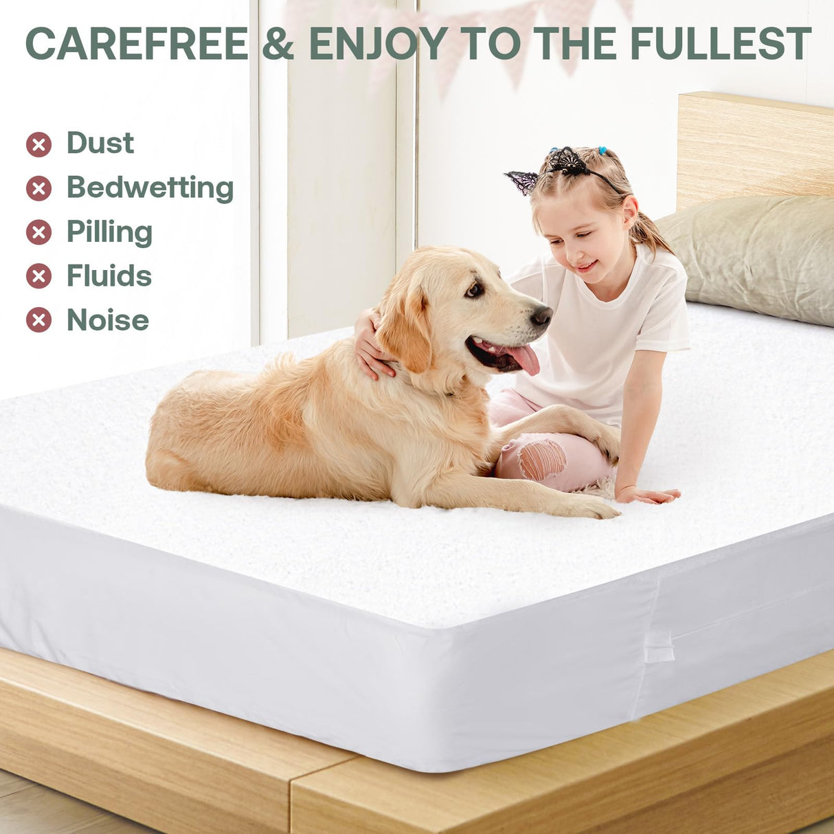 WINKAURA Mattress Protector California King Size Fits 9-12" Deep, Waterproof Zippered Mattress Encasement Cover with Premium Breathable Soft Terry Cloth Top for Cal King Size Bed WINKAURA