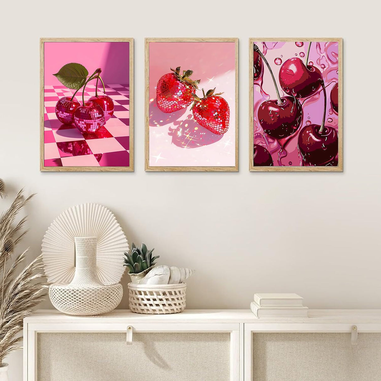 EIBEILI Diamond Art Kits for Adults, 3-Pack Fruit Diamond Painting Kits for Beginner Round 5D Full Drill Diamond Dots Crafts for Home Wall Decor Gifts 12x16 Inch EIBEILI