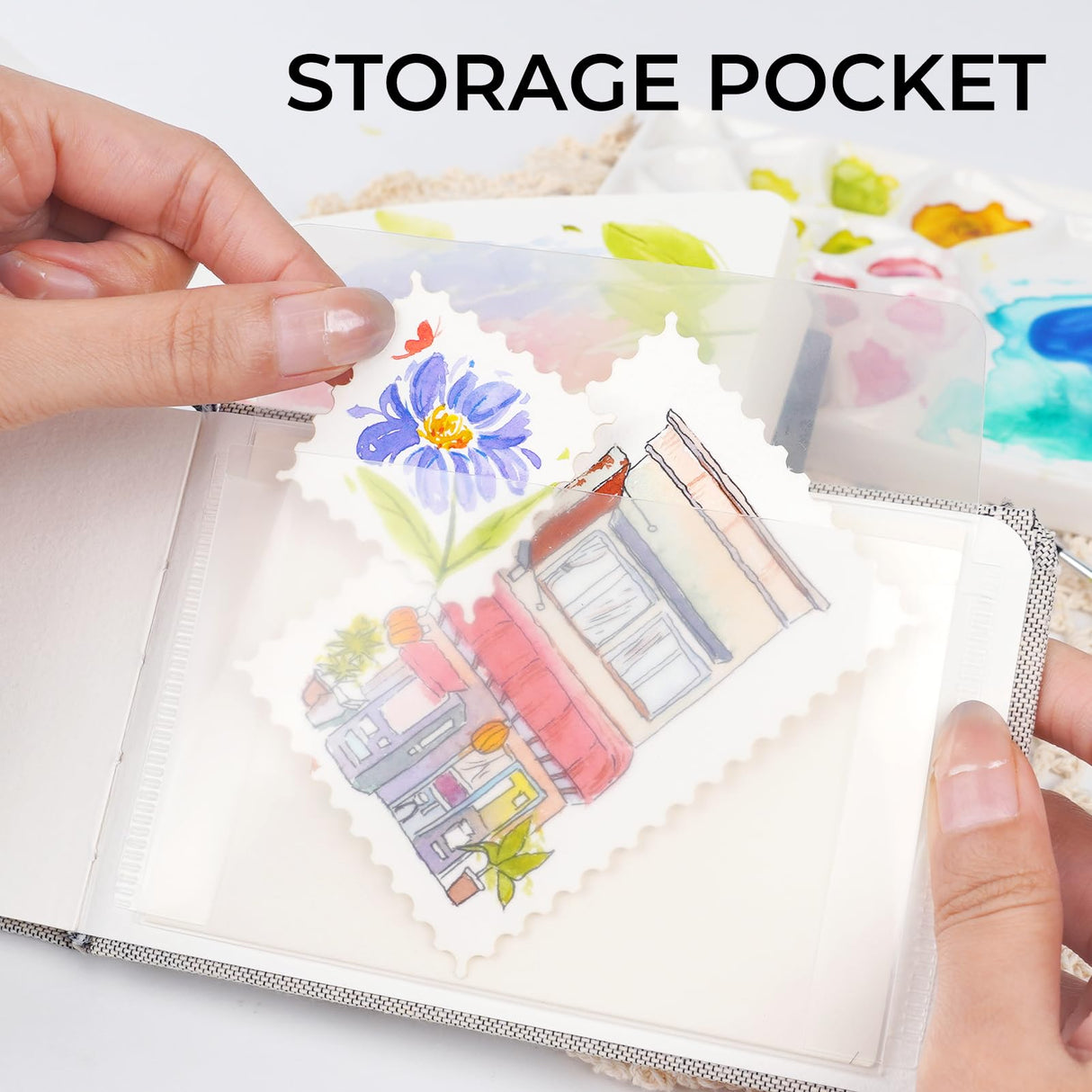 Funto Watercolor Journal, 3.5x5.5, 2 Pack, 48 Pages Each, Cold-Pressed with Inner Pocket, 110lb/230gsm, Suitable for Techniques and Mixed Media Funto