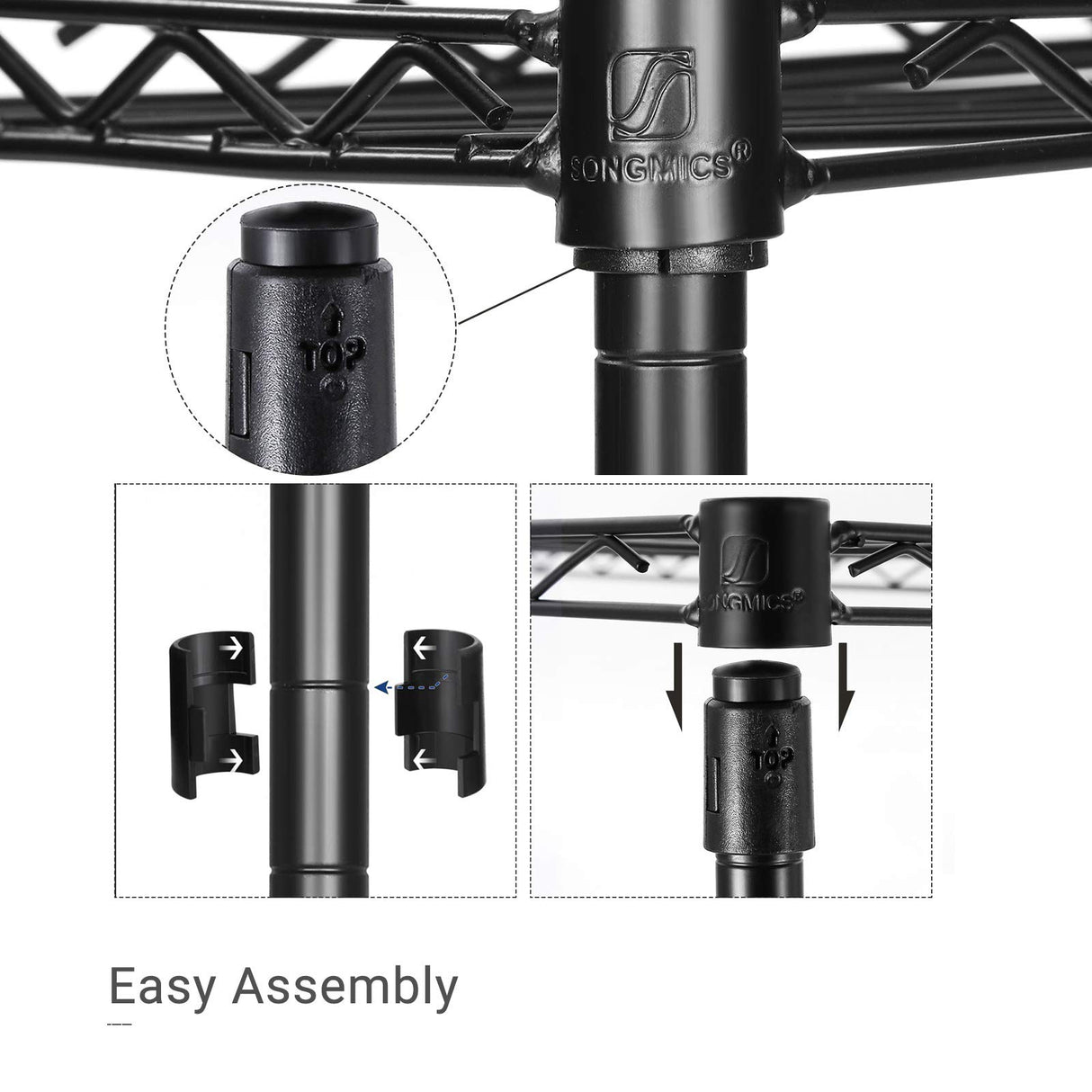 SONGMICS 3 Tier Printer Stand, Printer Table with Wheels, Rolling Printer Cart, Printer Desk with Metal Frame for Home Office, 22 x 18.1 x 26.8 Inches, Black ULGR32BK SONGMICS