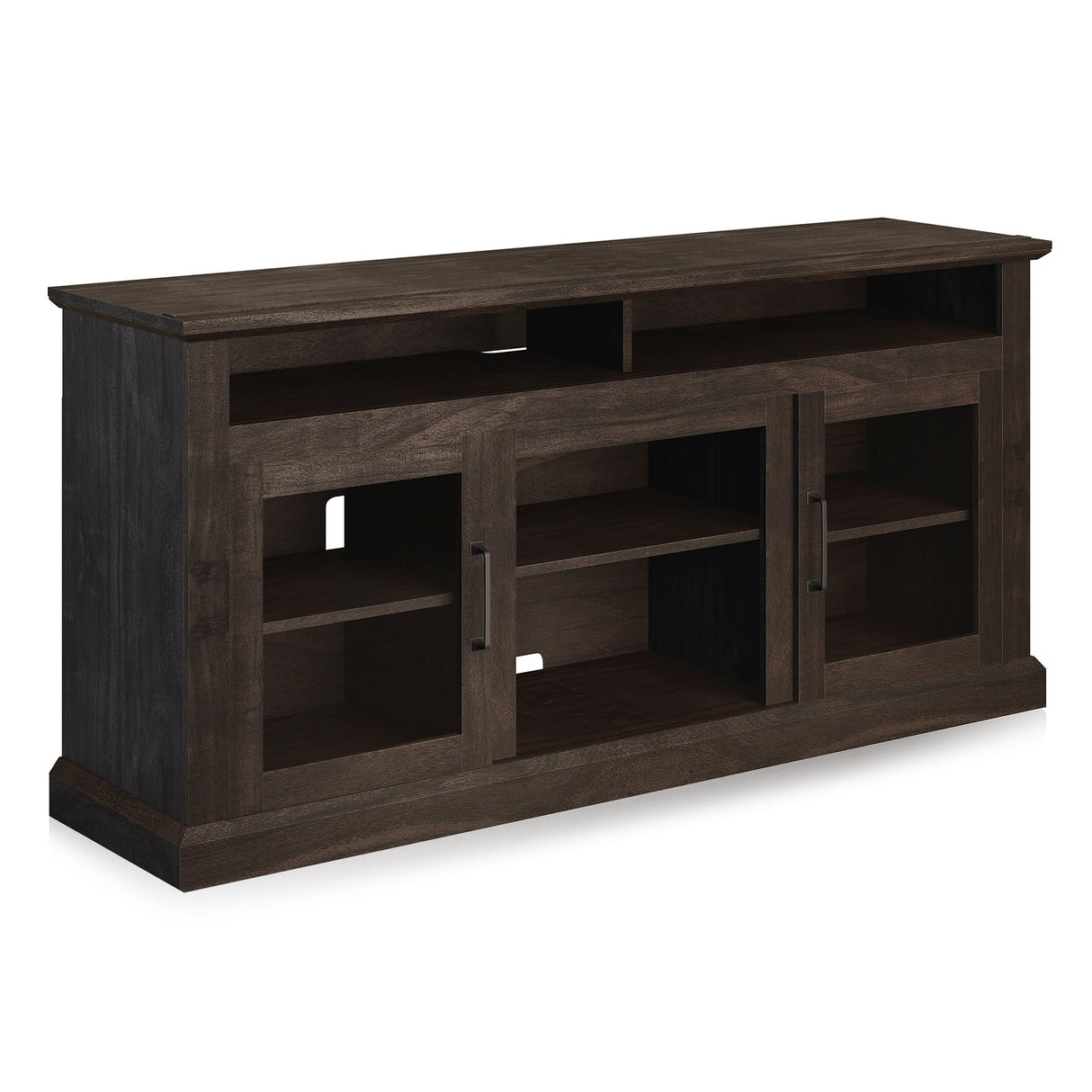 BELLEZE Modern 60 Inch Traditional TV Stand & Media Entertainment Center Console Table for TVs up to 65 Inches with Open Storage Shelves & Cabinets - Cayman (Brown) BELLEZE