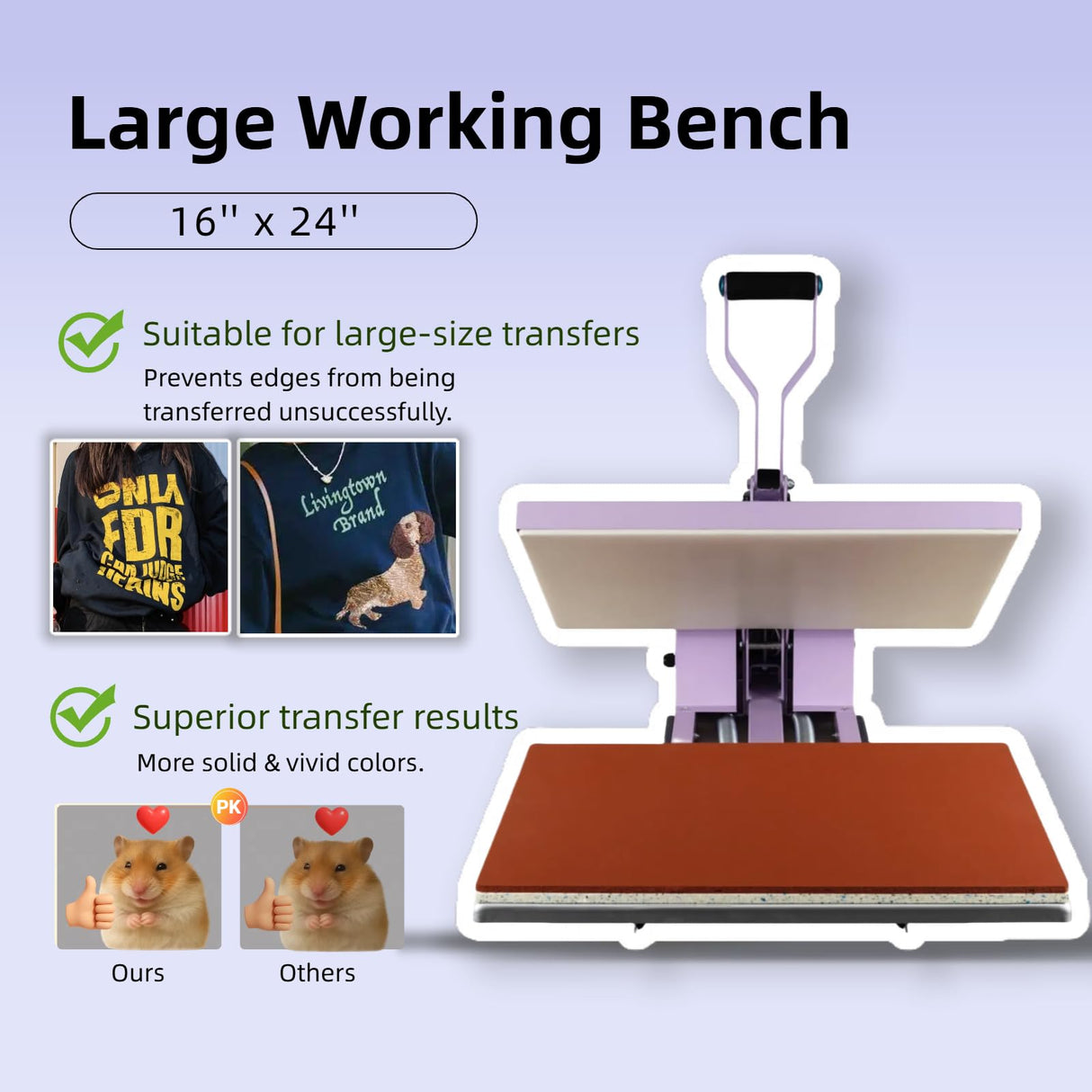 16x24 Heat Press Machine for T Shirts, 1.8-2kw, 72.77lbs High Pressure, Slide Out Sublimation Heat Transfer Press Suitable for Industrial, Small Business, or Home Use. (Purple, 16x24 Manual) Generic