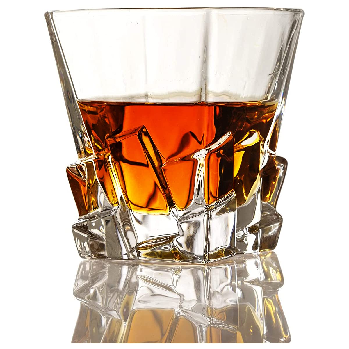 Crystal Wine and Whiskey Iceberg Mountain Glacier Decanter with 4 Glasses and Wood Tray - The Wine Savant The Wine Savant