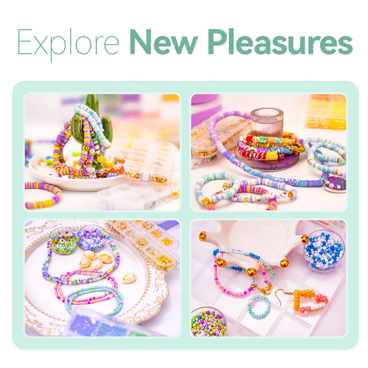 ISTOYO 2IN1 Adjustable Electric Clay and Seed Bead Spinner - Dual-Purpose Jewelry Making Tool with Big Eye Beading Needle - Ideal for Bracelets and Necklaces - Vibrant Pink ISTOYO