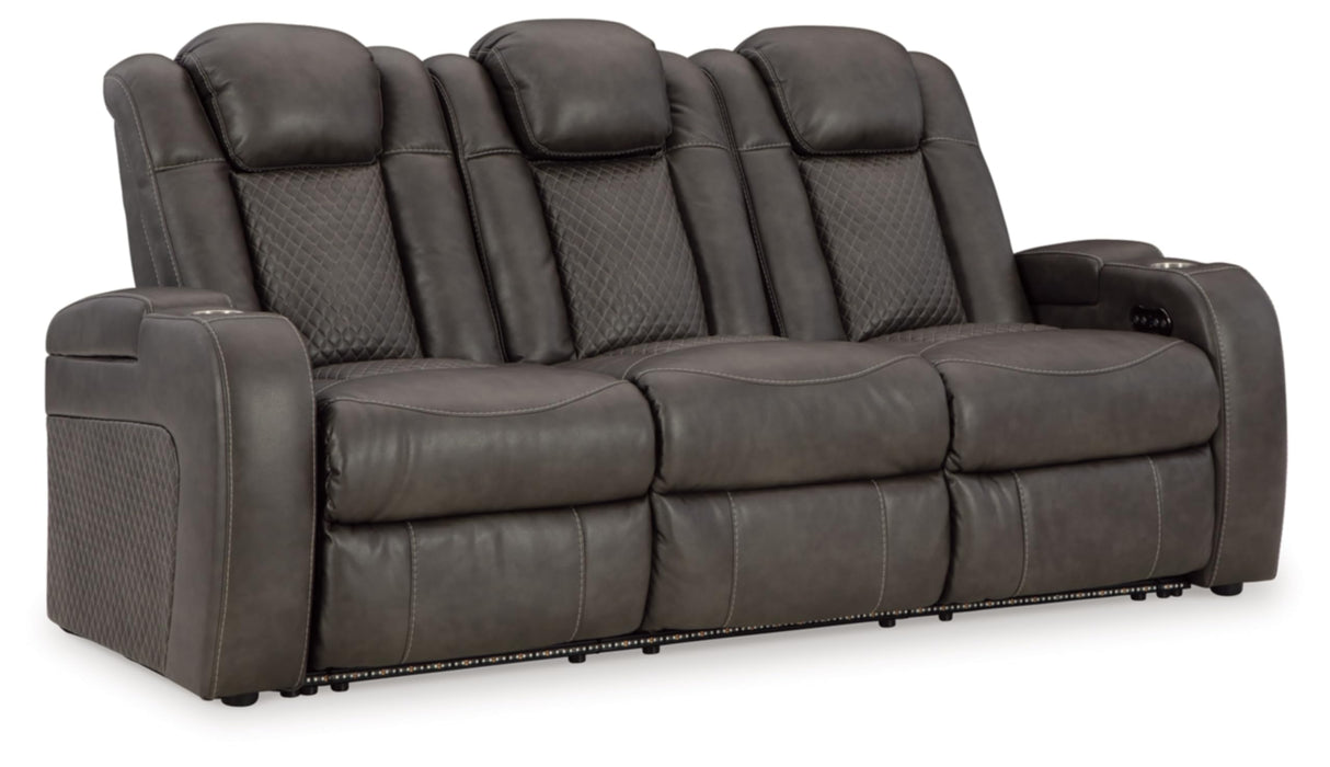 Signature Design by Ashley Fyne-Dyme Contemporary Power Reclining Sofa with USB Charging Ports and Adjustable Headrest, Brown Signature Design by Ashley