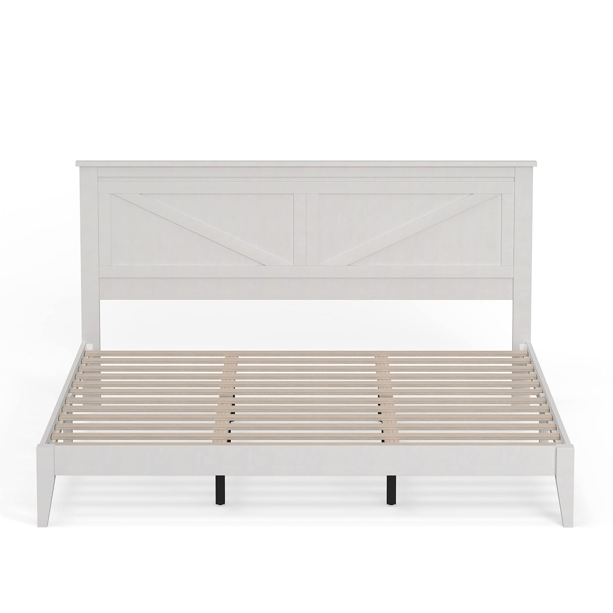 Glenwillow Home Farmhouse Solid Wood Platform Bed in King - Gloss White Glenwillow Home