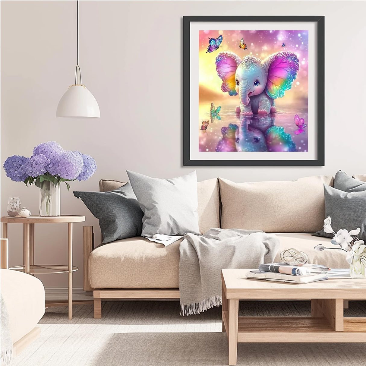 Diamond Art Kits for Adults Beginners,5D Full Round Drill Elephant Butterfly Diamond Painting Kit,DIY Diamond Dot Gem Art for Home Decor Christmas Gift 12x12 Inch DIYDECORFUN