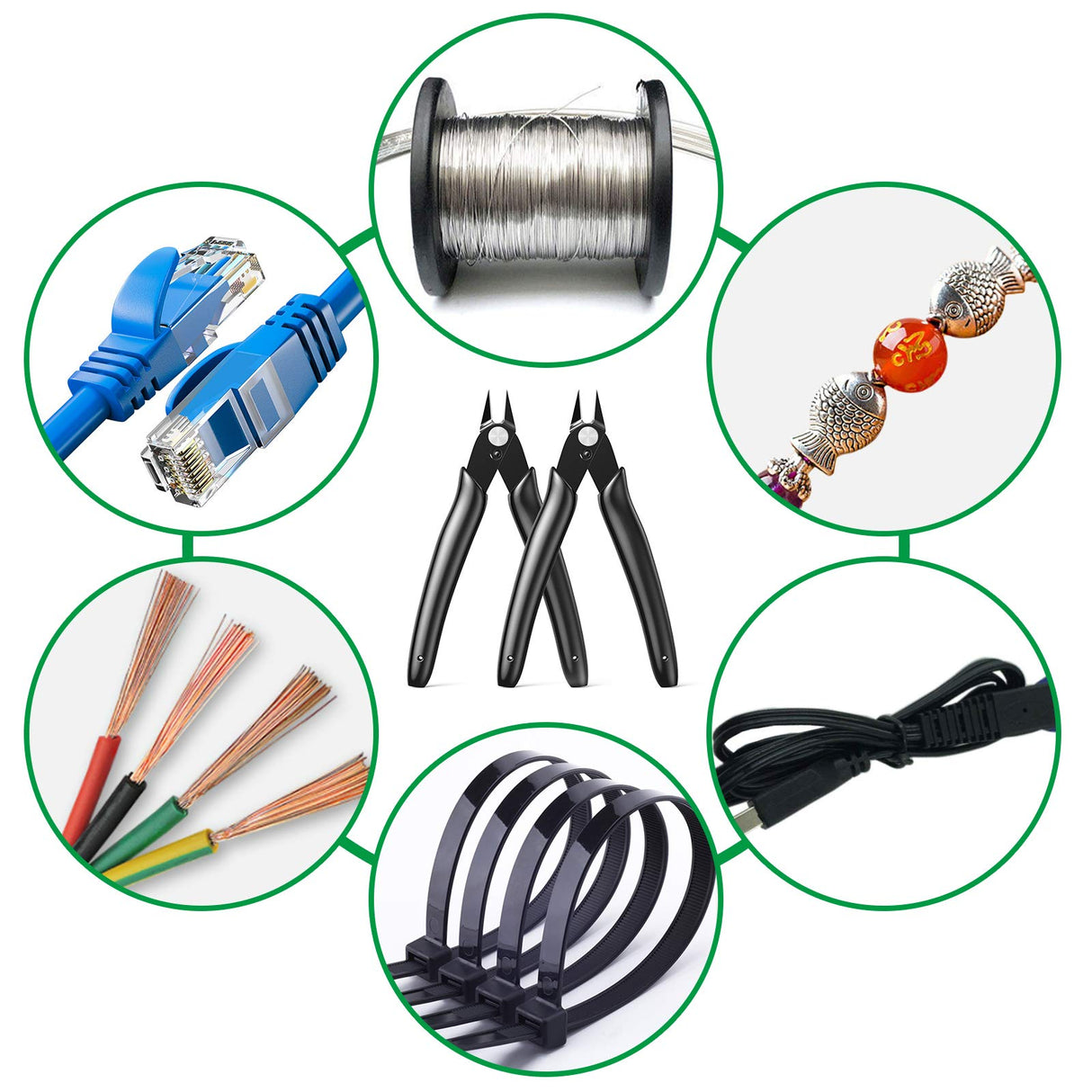 BOENFU Micro Wire Cutter Jewelry Wire Cutters Zip Tie Cutters 2-Pack Flush Cut Nippers Precision Small Side Cutting Pliers for 3d Print, Plastic Models, Jewelry, Electronics, Black, 5 Inches BOENFU