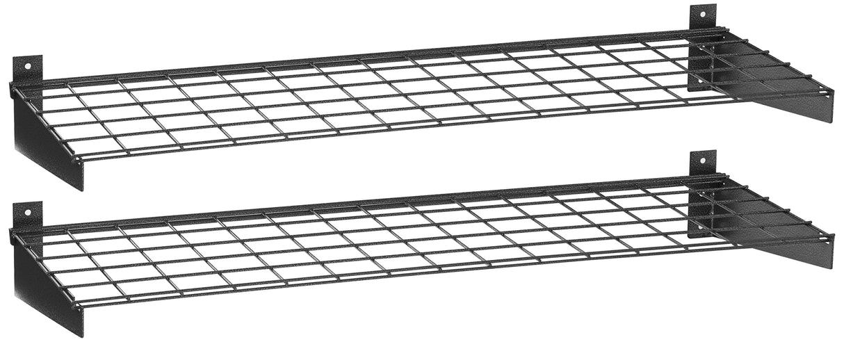 Hyloft 00652 2-Pack Heavy Duty Steel Wall Garage Shelving, 45-Inch X 15-Inch Wall Mounted Shelves for Garage Storage, Low-Profile Brackets, Max Shelf Load 200 Pounds, Hammertone HyLoft