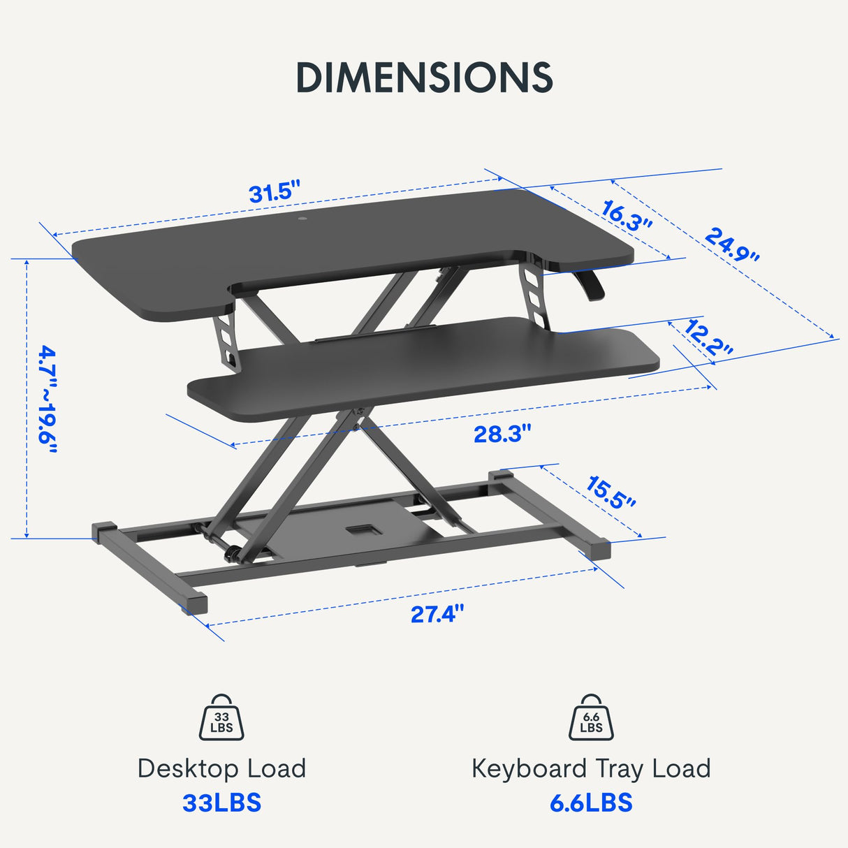 FLEXISPOT 32-inch Height Adjustable Standing Desk Converter, Quick Sit to Stand Tabletop Dual Monitor and Laptop Workstation with Wide Keyboard Tray, Black FLEXISPOT