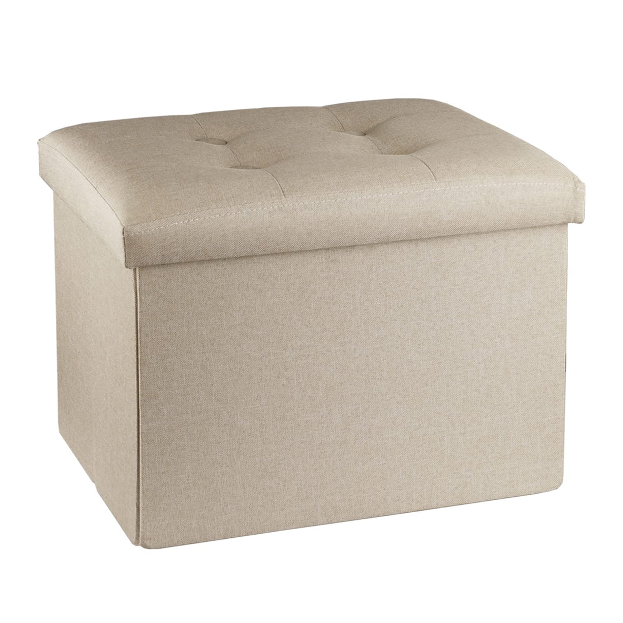 ALASDO Storage Ottoman Footrest Stool Small Ottoman with Storage Foldable Ottoman Foot Rest Footstool Bench for Living Room 17x13x13inches Beige ALASDO