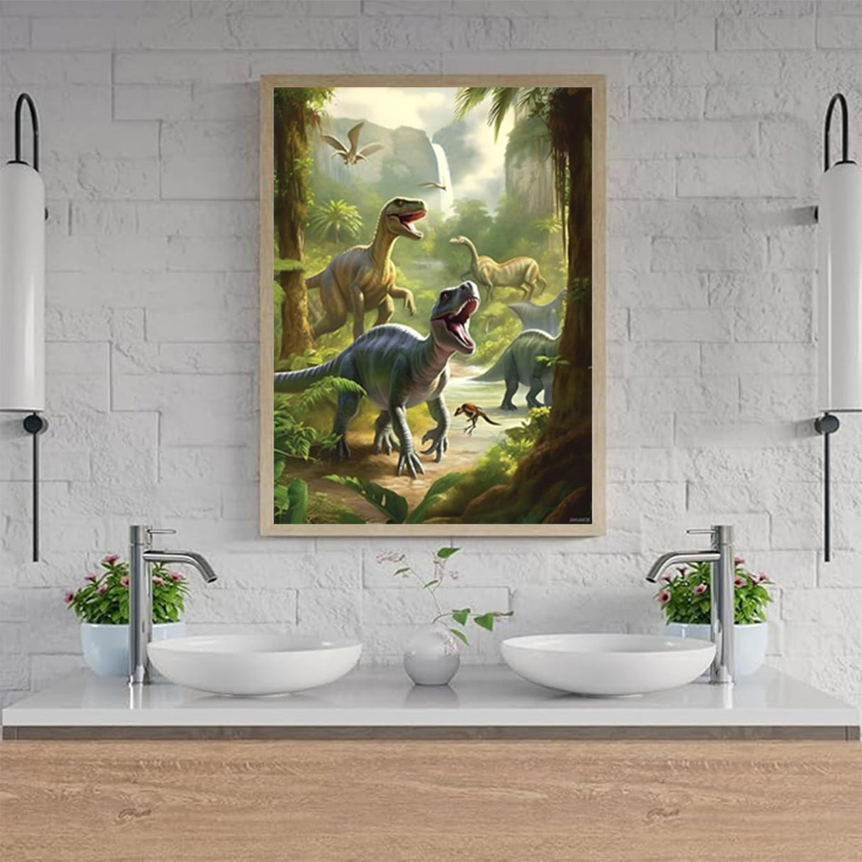 JXAVAXDE Dinosaur Diamond Painting Kits Dinosaurs in Jungle Diamond Painting Kits for Adults 5D DIY Full Drill Dinosaur Diamond Art for Family Home Wall Decor Gifts 12x16 inch JXAVAXDE