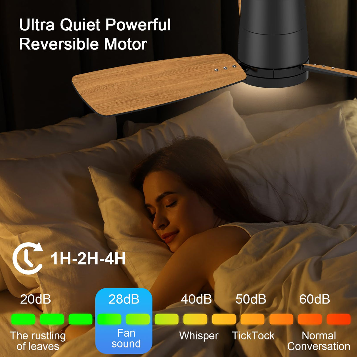 Atolit Ceiling Fans with Lights,42 inch,Quiet Reversible Motor,Easy to Install,6 Speeds,3CCT,Timer, Black Modern Ceiling Fan for Living Room, Bedroom, Kitchen, Dining room, Office Atolit