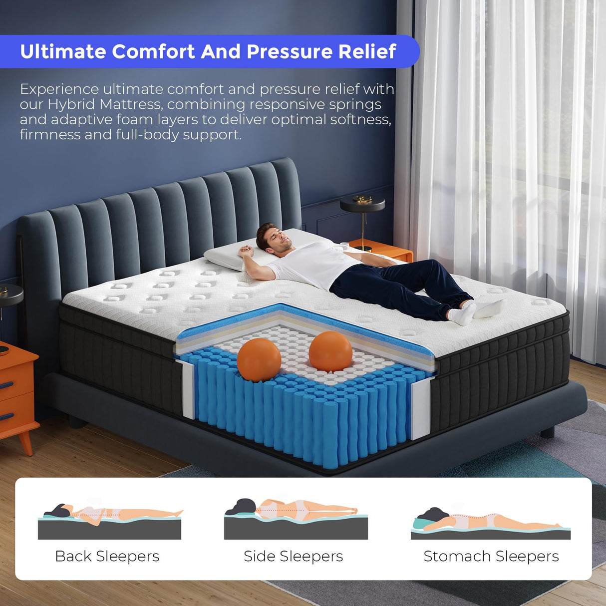 FAYAMORE Queen Mattress 10 Inch - Hybrid Mattress Queen Size in a Box with Pocket Spring and Soft Foam, Advanced Motion Isolation, 100 Nights Risk-Free Trial FAYAMORE