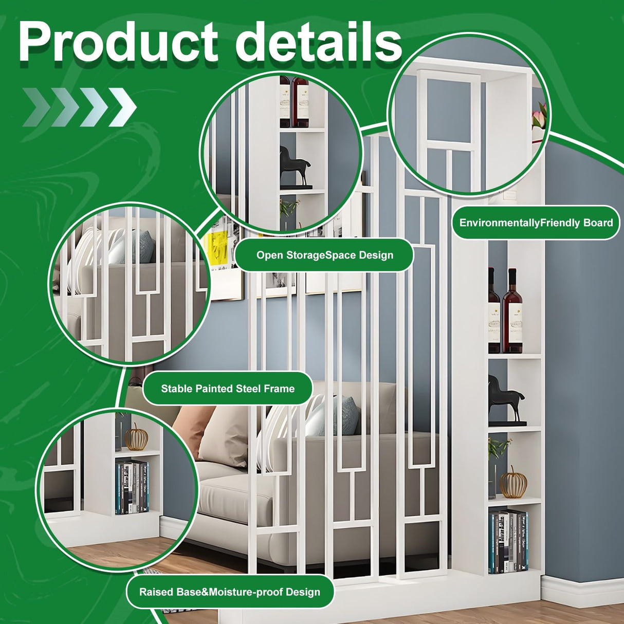 Wall Room Divider with Shelves, Modern Freestanding Wood Room Dividers Bookshelf with Storage Cabinet, Room Divider Bookcase for Home Bedroom Decoration Decorative(Khaki Gray White,80CM/31.5IN) Fakednss