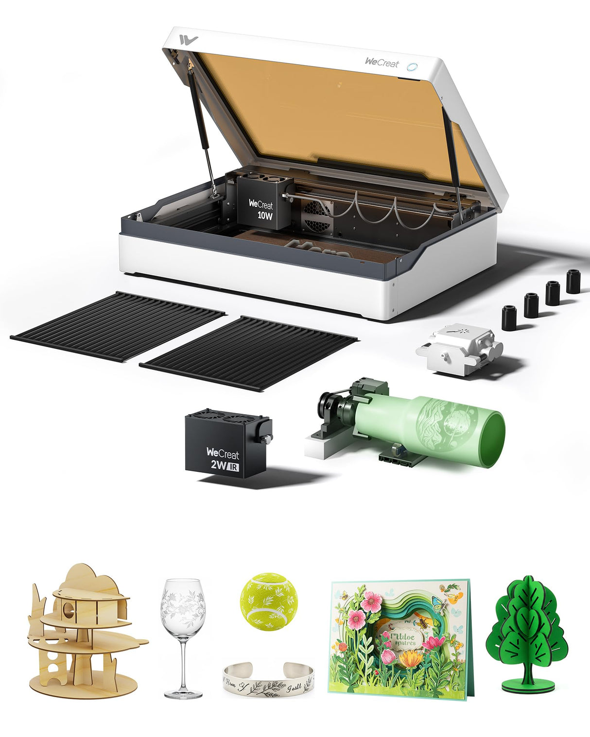 WECREAT Vista 10W Laser Engraver with 2W IR Laser Module, 600mm/s, Diode Desktop Laser Engraving Machine for Small Business DIY Metal Jewelry Leather Gifts WECREAT