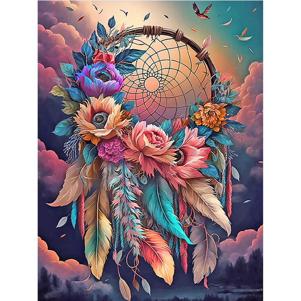 Acudotr Diamond Painting Kits for Adults, 5D DIY Diamond Art Kits for Beginners, Full Drill Diamond Painting Kits for Home Wall Decor, Dreamcatcher, 12x16 Inch Acudotr