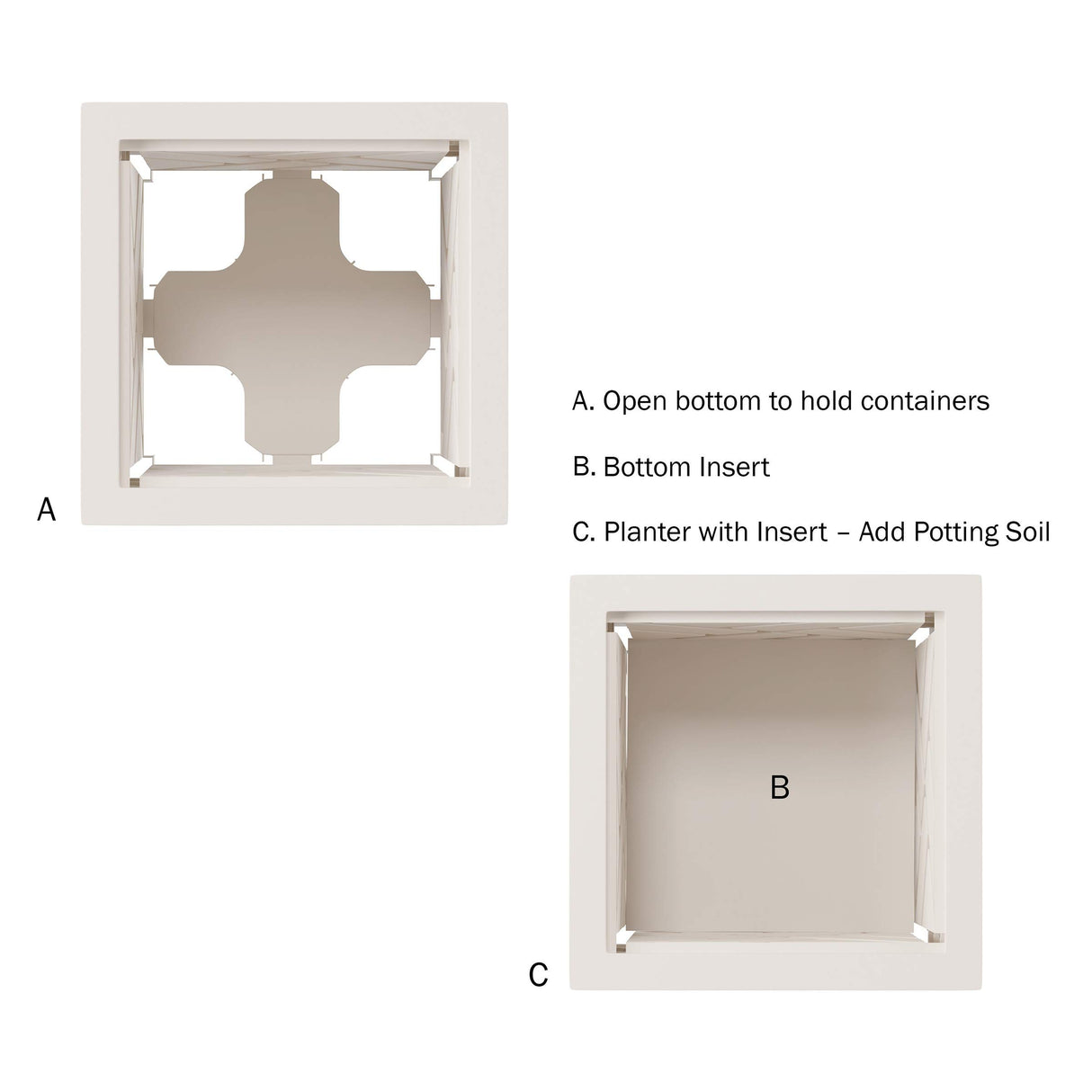 Lattice Design Planter Box - 14.75-Inch-Square Decorative Outdoor Flower or Plant Pot - Front Porch, Patio, and Garden Decor by Pure Garden (White) Pure Garden