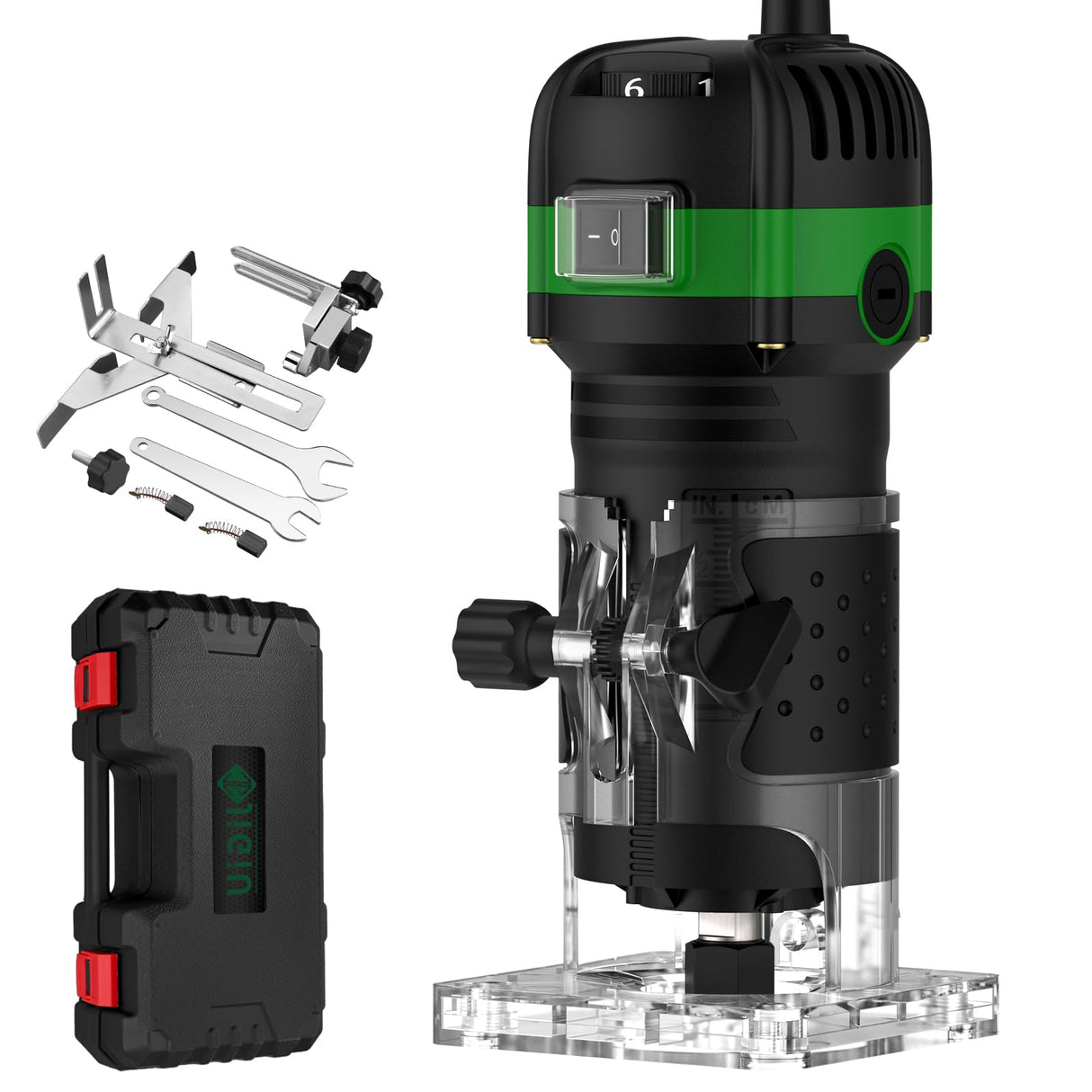 JiGiU Wood Trimmer, 1/4" 6.35mm Compact Router Tool Electric Wood Hand Trimmer Laminator 800W 28000R/Min Hand Held Woodwork Routers Router Joiners Tool with 6 Variable Speed for DIY Woodworking JiGiU