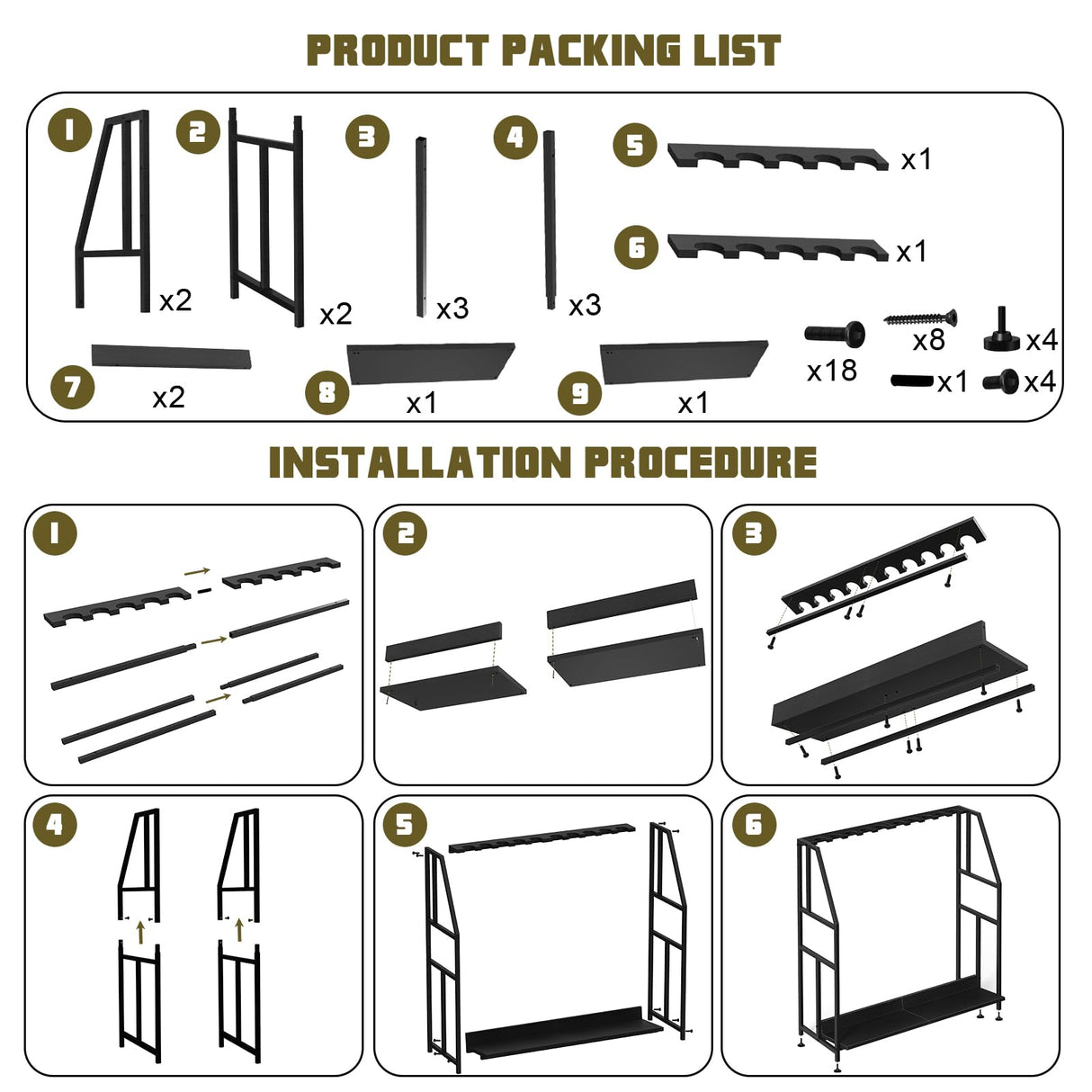 Gun Racks,Wooden Indoor Rifle Racks,Floor Standing Shotgun Rack Indoor, Gun Display Rack Storage Holder for Home or Garage Gun Storage Black - Holds up to 10 Long Guns Shinoske