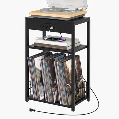 LELELINKY Black Record Player Stand
