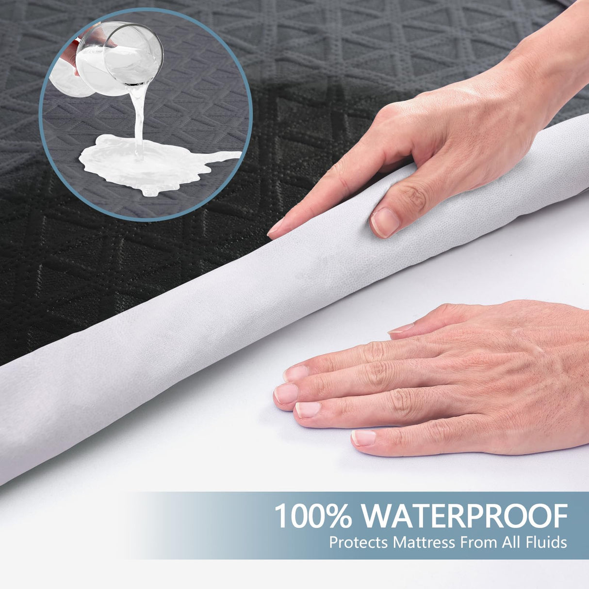 Premium Waterproof Mattress Protector Queen Size, Breathable Bed Cover 3D Air Fabric Cooling Mattress Pad Cover Smooth Soft Noiseless Washable, 8''-21'' Deep Pocket (Gray) GOPOONY