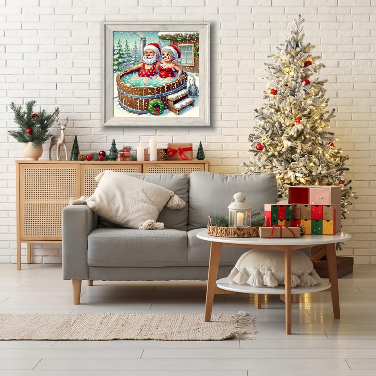 5D Diamond Art Kits for Adults,Christmas Couple Special Shape Diamond Painting Kits for Beginners, Winter Hot Springs DIY Crystal Diamond Dots Gem Art Craft for Home Decor 11.8x11.8 Inch Acelii