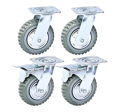 Nisorpa 4 Pack Heavy Duty Plate Casters Set 6 inch Swivel Wheel with Brake Anti-Skid 360 Degree Ball Bearing Castor Wheels(All Swivel,2PCS with Brake 2PCS Without)