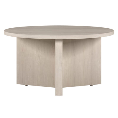 Henn&Hart 32" Wide Round Coffee Table in Alder White, for Home, Living Room, Bedroom, Entertainment Room, Office
