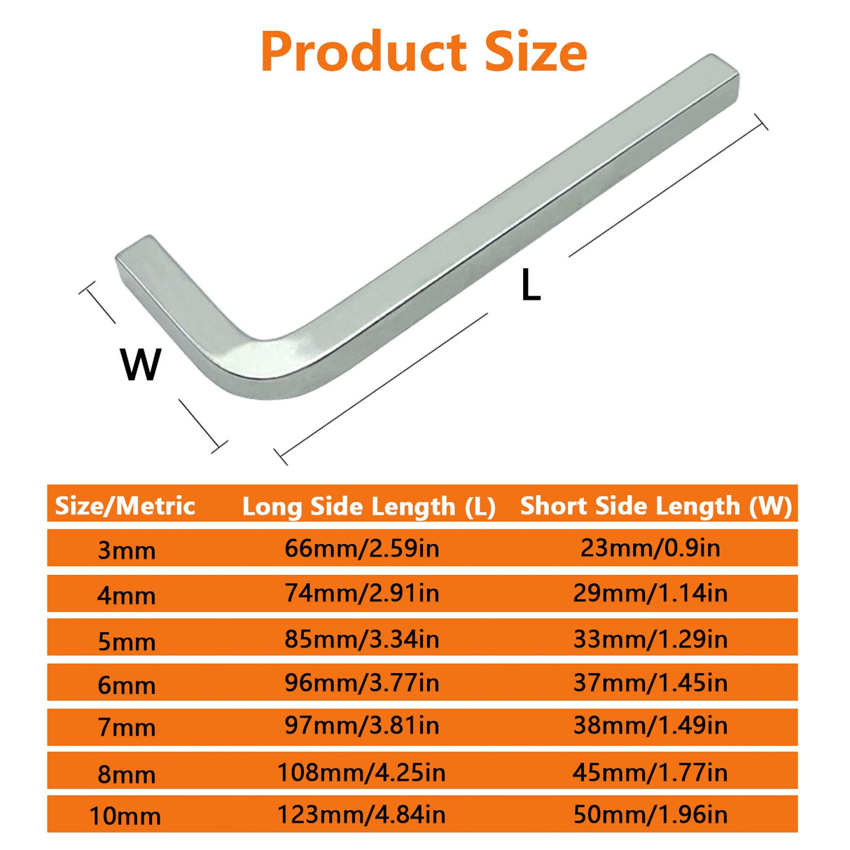 YEIXCIKA 7Pcs Square Head Wrench Set L Shaped Square Key Kit Chromium Vanadium Steel Square Head Screwdrivers for Pocket Hole Screws, 3-10mm YEIXCIKA