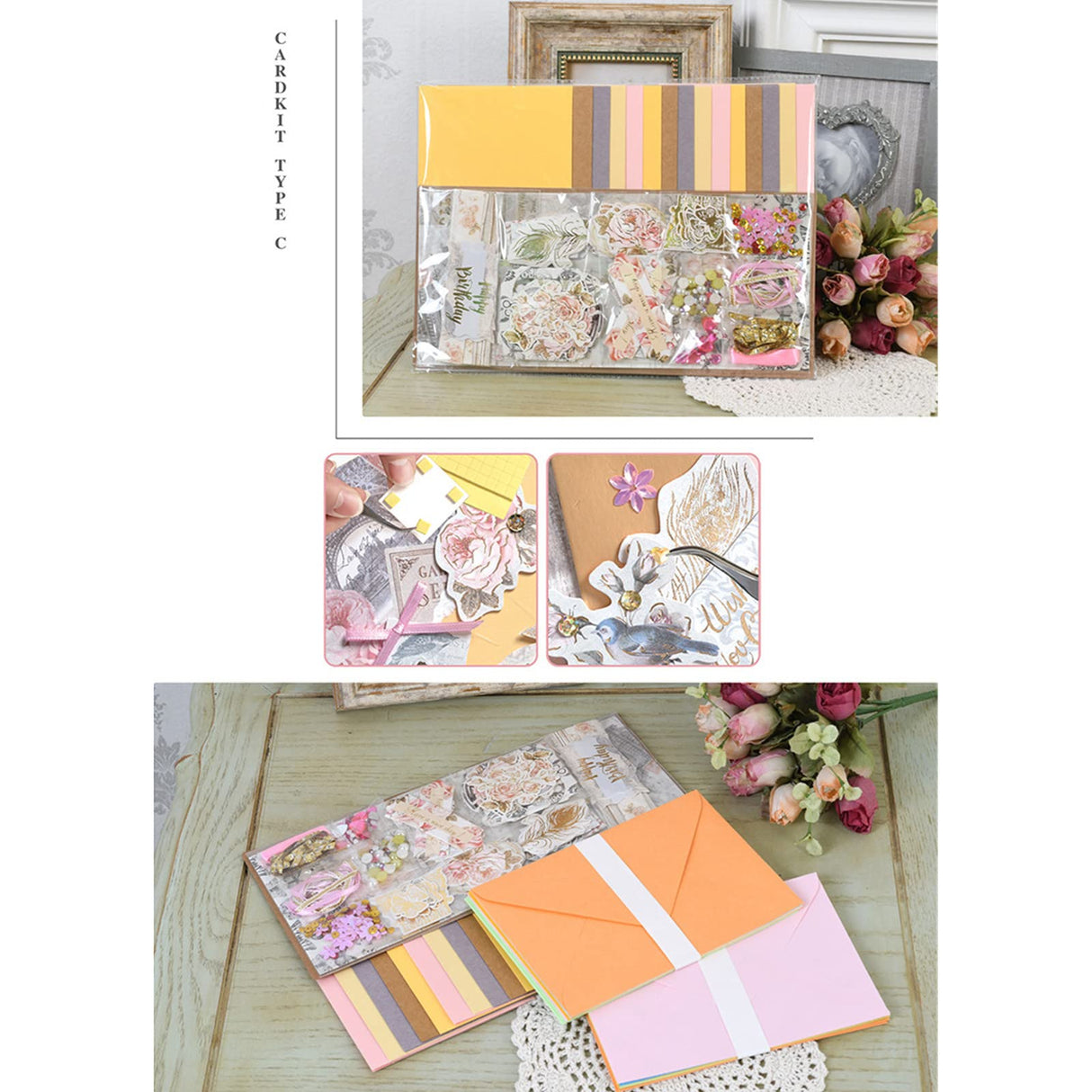 Gigicloud Paper Card Making Kits Colorful Handmade Greeting Card Kits Diy Making Material Set For Birthday Invitation, Thanksgiving, Christmas,Holiday,Baby Shower Gigicloud