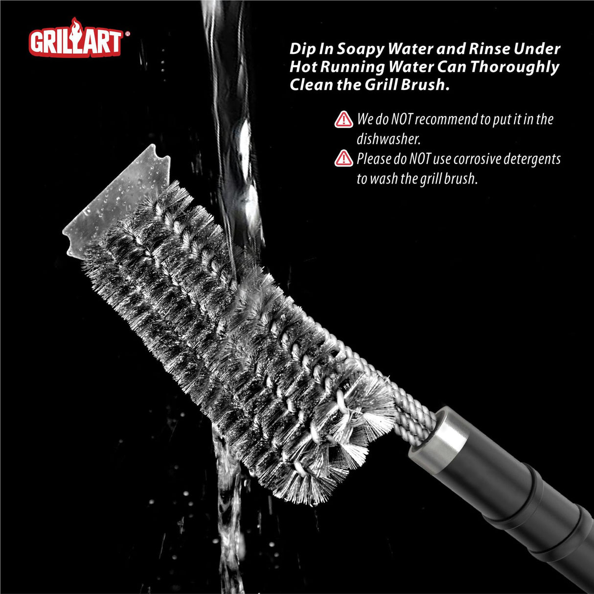 GRILLART Grill Brush and Scraper,18 Inch BBQ Grill Cleaning Brush Kit, Safe Wire Scrubber, Universal Fit BBQ Cleaner Accessories for All Grates GRILLART