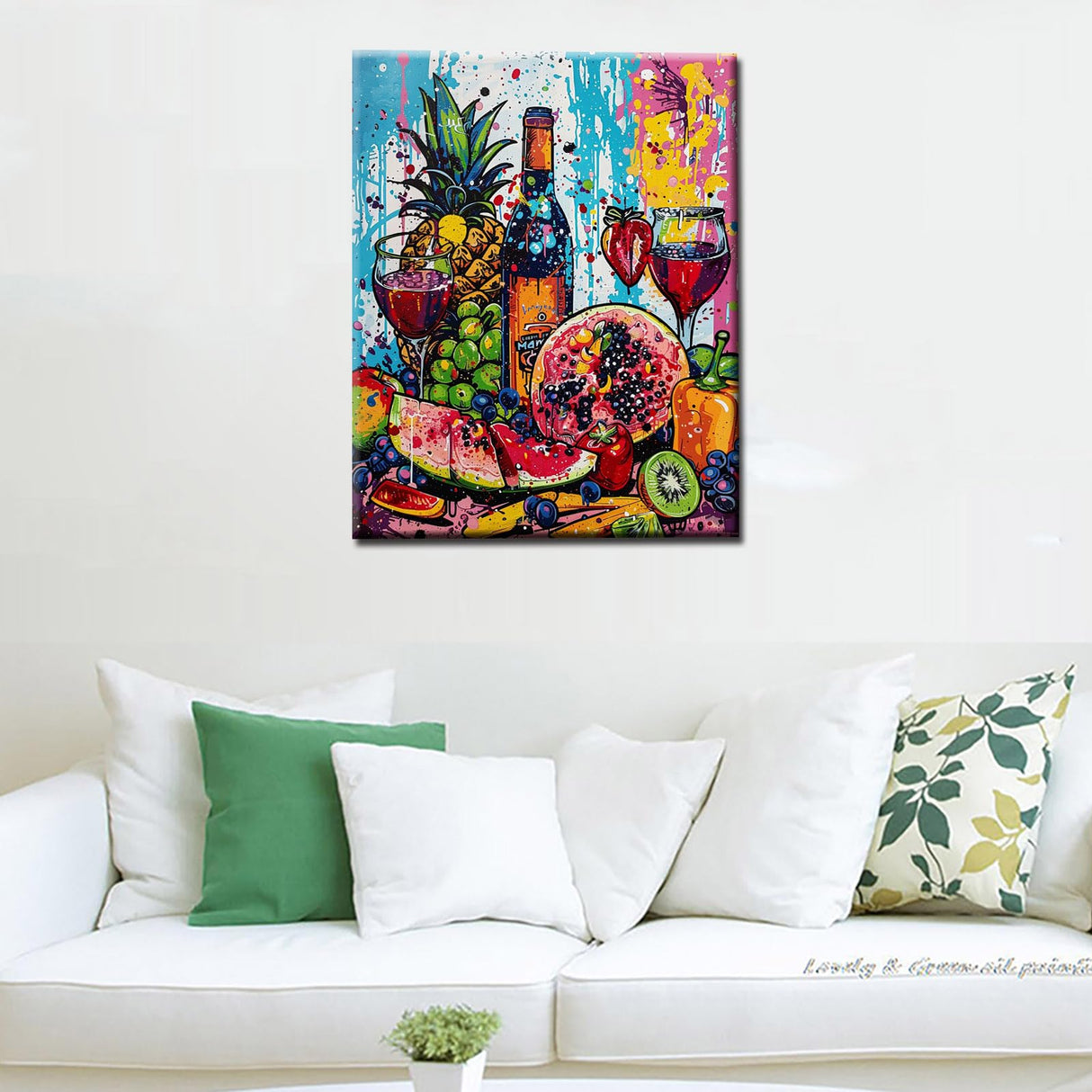 Happy Red Wine Party Paint by Numbers Kits for Adults Beginner Tropical Fruits Oil Paintwork Graffitic Pop Art Digital Pictures 16"W x 20"H inch Modern Home Decor Boho Gift Art Craft (Frameless) TUMOVO