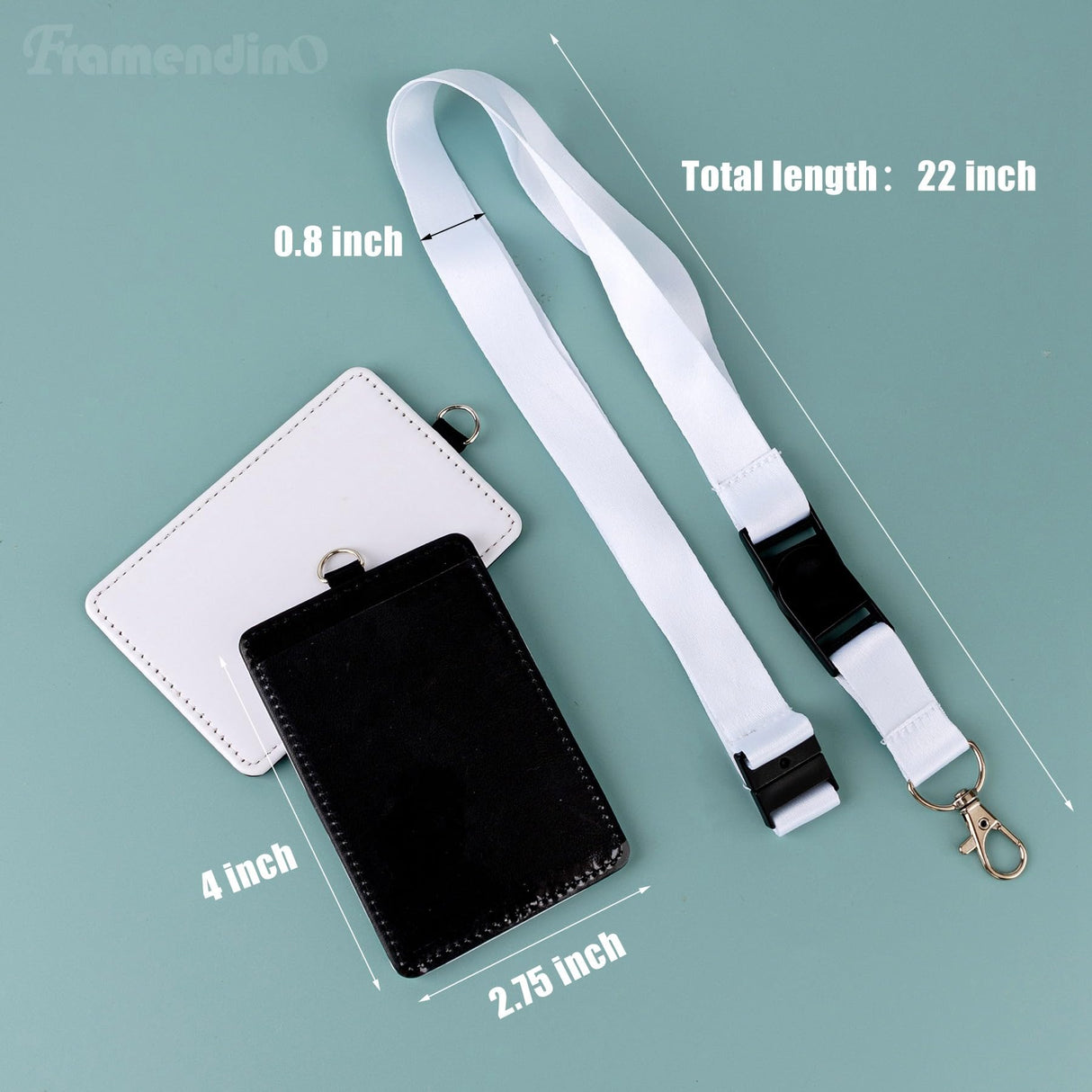 Framendino, 12 Pack Sublimation Work Card Holder with Blank Lanyards, Heat Transfer Blank Leather ID Card Holders Sublimation Lanyards for Office Home Framendino