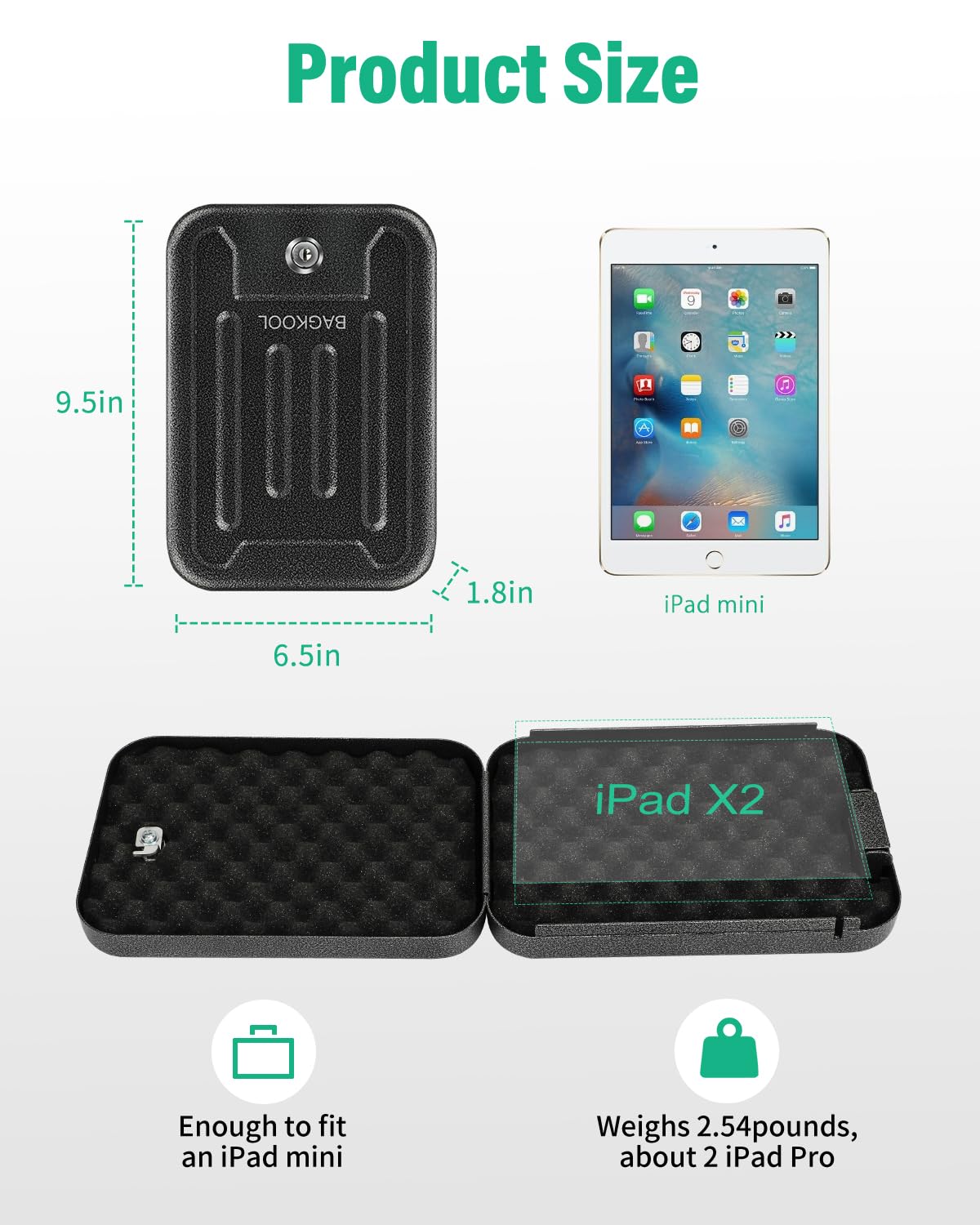 BAGKOOL Portable Security Lock Box - Gun Safety, Money, and Document Safe - Personal Safe Box with Patented 39IN Security Cable and 4 Keys - Ideal for Valuables and Firearms - Size 9.4 * 6.5 * 1.96 IN BAGKOOL