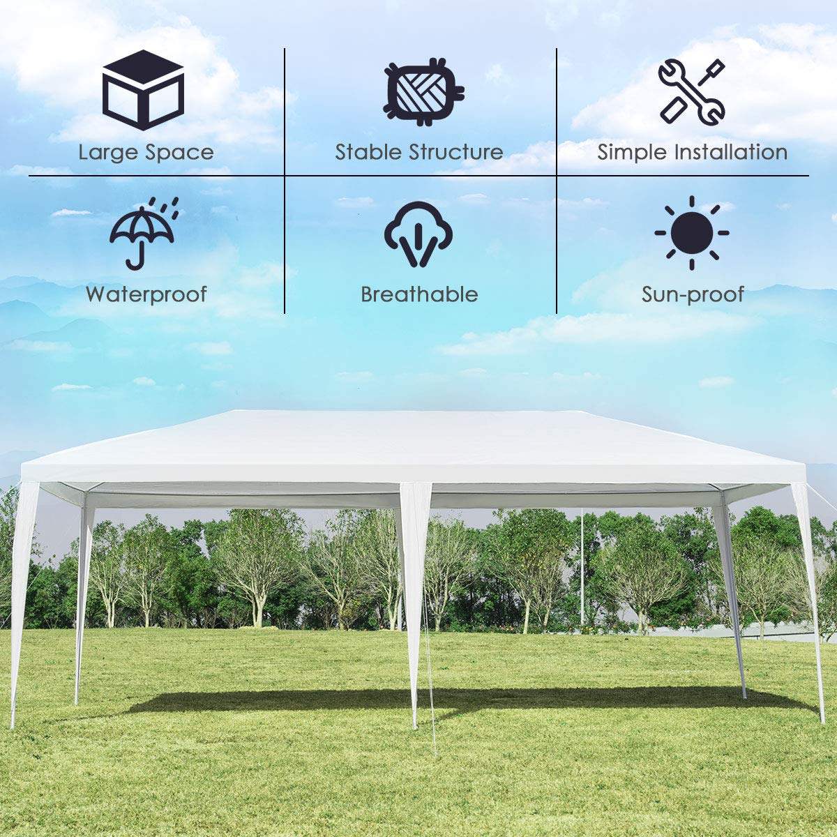 ARLIME Awning Tent, Outdoor Gazebo, Canopy with Sturdy Steel Frame, Easy Assembly Large Shelter for Sunshading, Lightweight and Easy Carriage Rain Shelter, Ideal for Patio, Party, and Commercial Use ARLIME