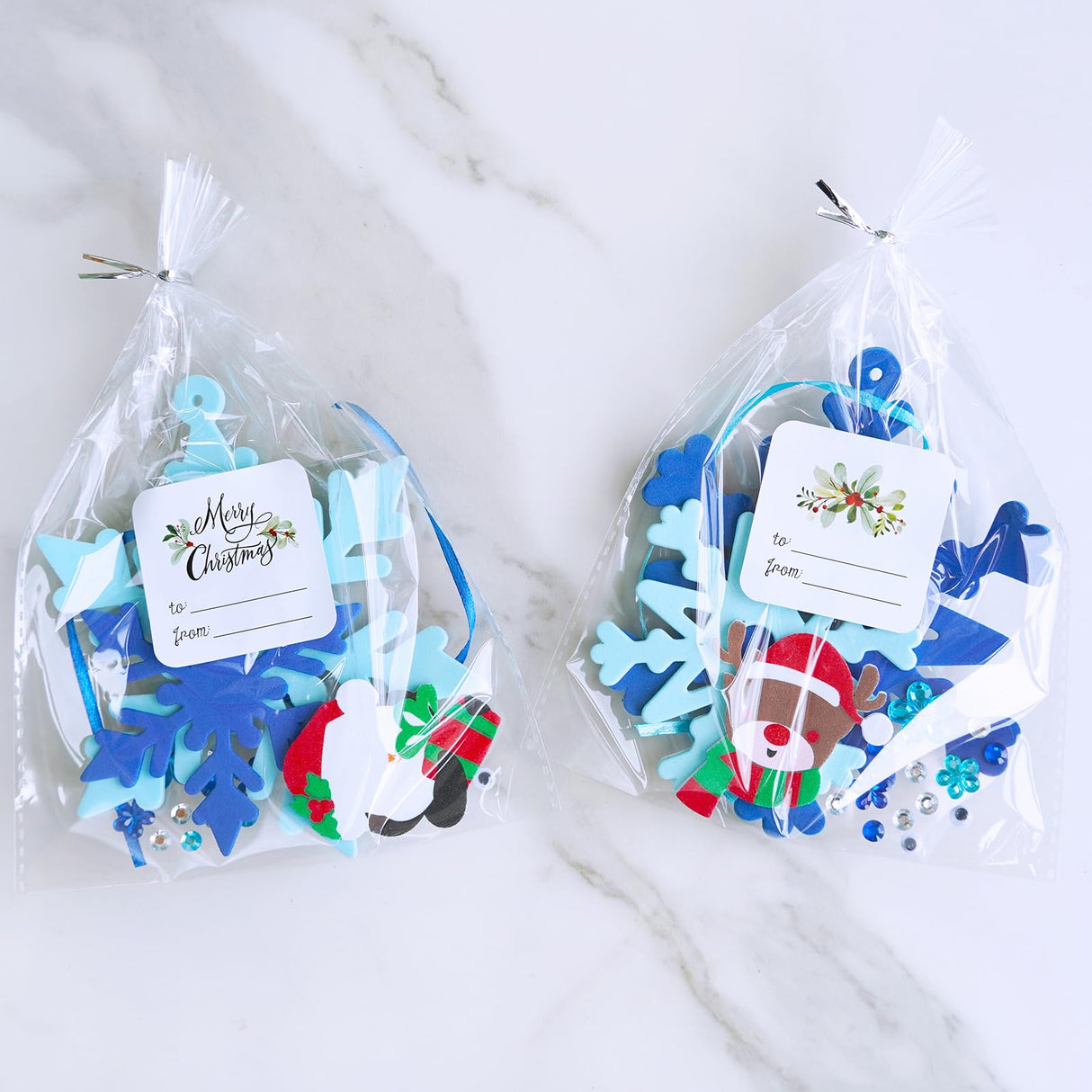 Winlyn 24 Sets Christmas Craft Kits Winter Crafts DIY Christmas Snowflake Ornaments Decorations Art Sets Foam Snowman Santa Owl Christmas Stickers for Kids Holiday Classroom Activities Party Favors Winlyn