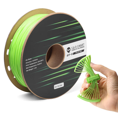 SainSmart TPU Filament 1.75mm, GT-3 Flexible 3D Printer Filament for High-Speed Printing 500mm/s, Green, 2.2 LBS (1KG) Spool, Dimensional Accuracy +/- 0.04mm