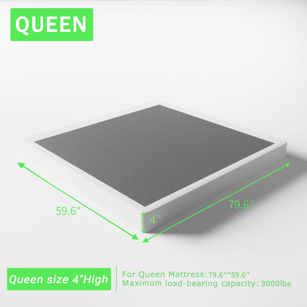FMDMR 4 Inch Queen Box Spring, Low Profile Box Spring Queen Only, Heavy Duty Mattress Foundation Metal Bed Base with Fabric Cover, Easy Assembly, Non-Slip, Noise Free FMDMR