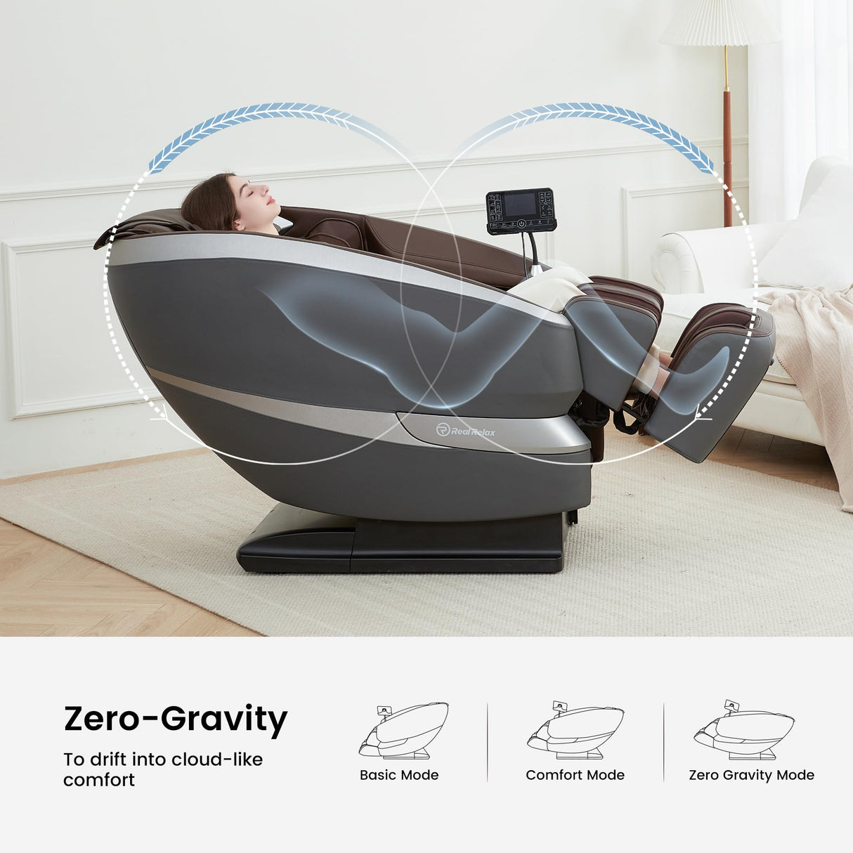 Real Relax 2024 Massage Chair Full Body of Dual-core S Track, Zero Gravity Massage Recliner Chair, FS01 Brown Real Relax