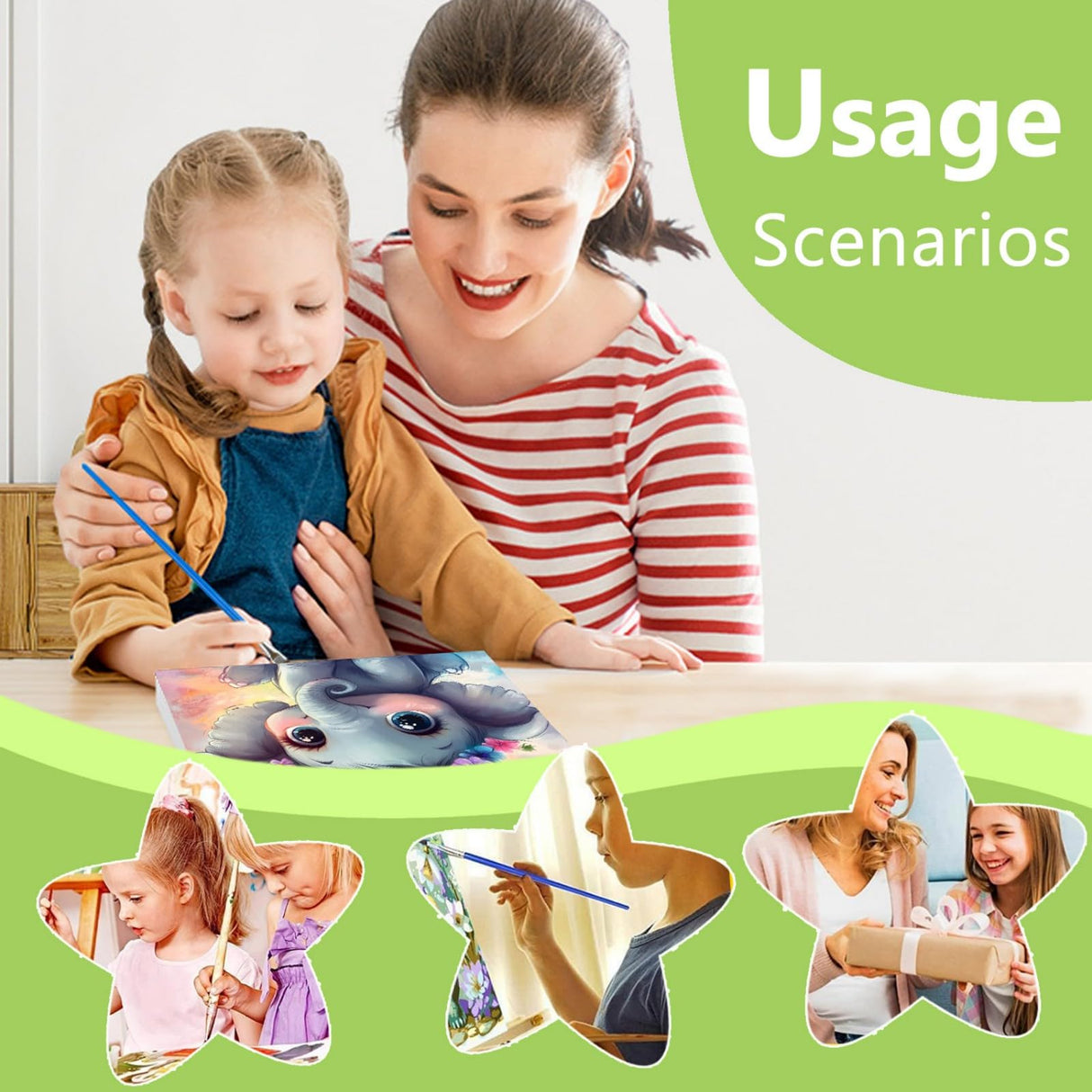 Reivworl Paint by Numbers Kit for Kids with Frame and Easel, Elephant Paint by Number Kids Age 5-8-12, Paint by Numbers Gifts and Home Decor (8X8 Inch) Reivworl