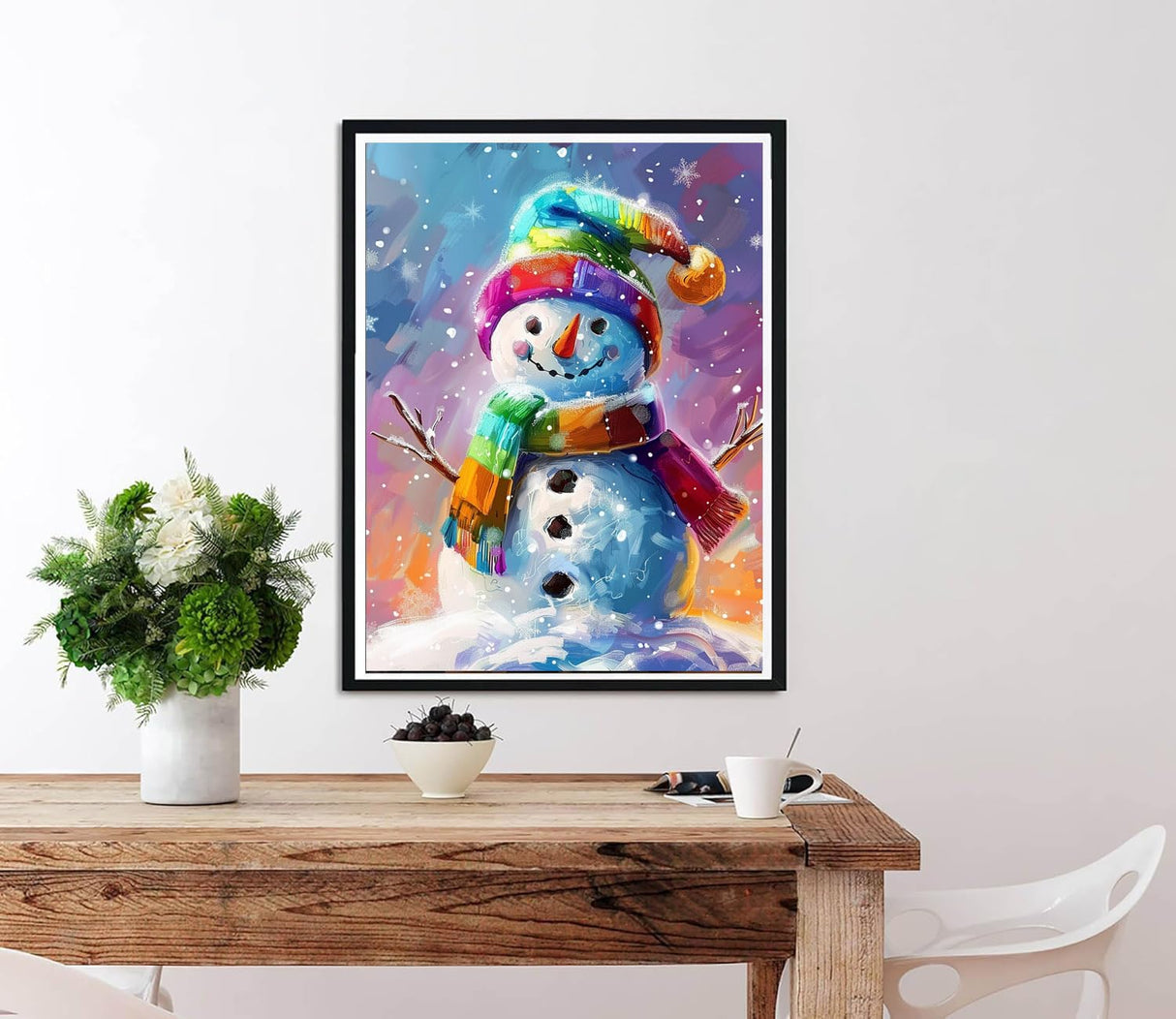 Diymood Paint by Numbers Kits for Adults Christmas, DIY Oil Painting Snowman Acrylic Paint by Number for Adults Beginner with Brushes for Home Wall Decor 16x20 inch Diymood