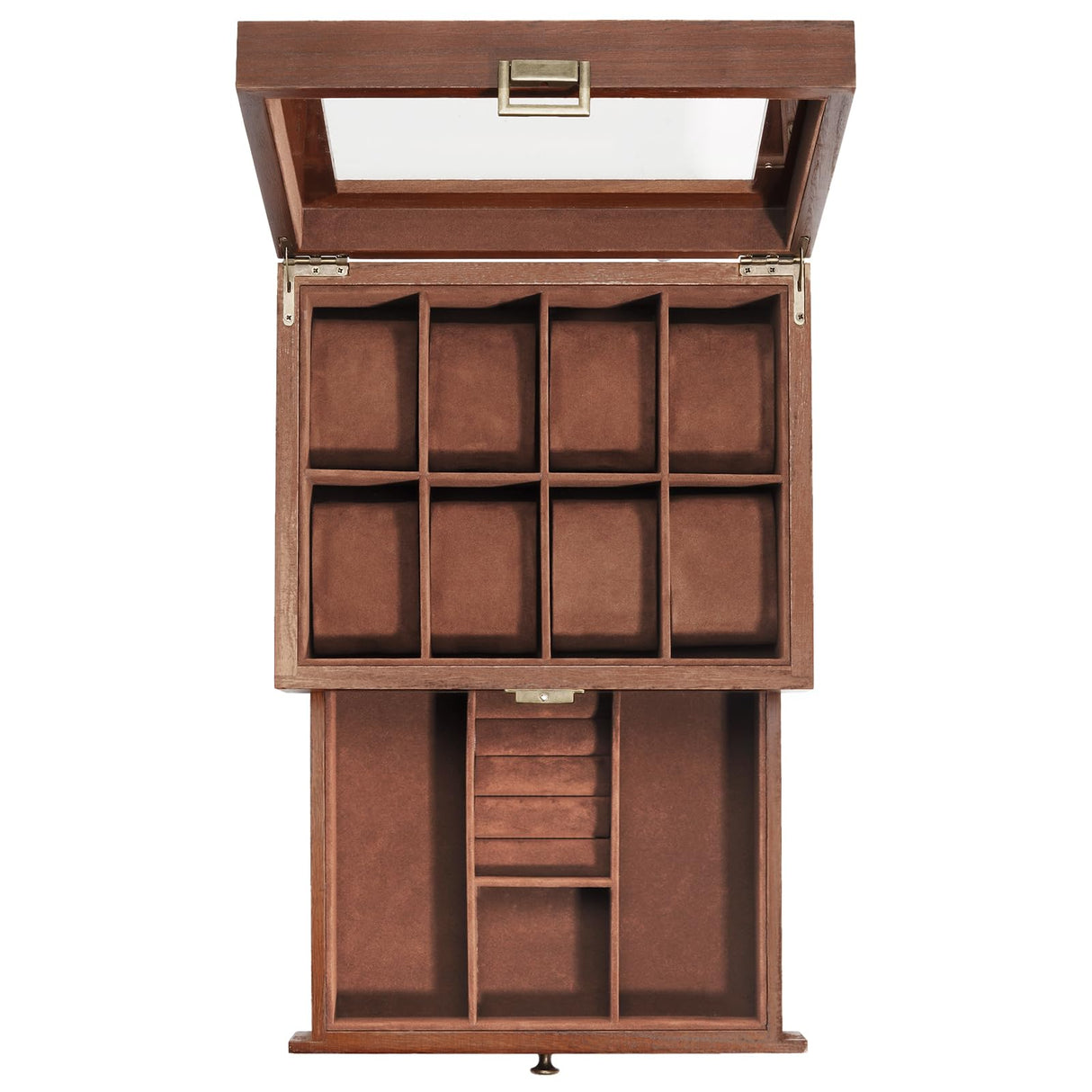 ProCase Wooden Watch Case for Men, 8 Slot Mens Watch Box With Drawer, 2-Layer Watch Display Case, 8 Watch Holder Organizer, Jewelry and Watch Storage Organizer for Men Women -8 Slot, Brown ProCase