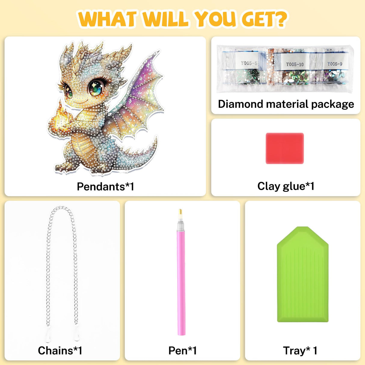 Bowetile Dragon Diamond Art Hanging Kits for Adults Kids, 5D Special Shape Diamond Painting Window Pendant Kits, Gem Art Suncatchers Painting Ornament for Home Garden Wall Decor Bowetile