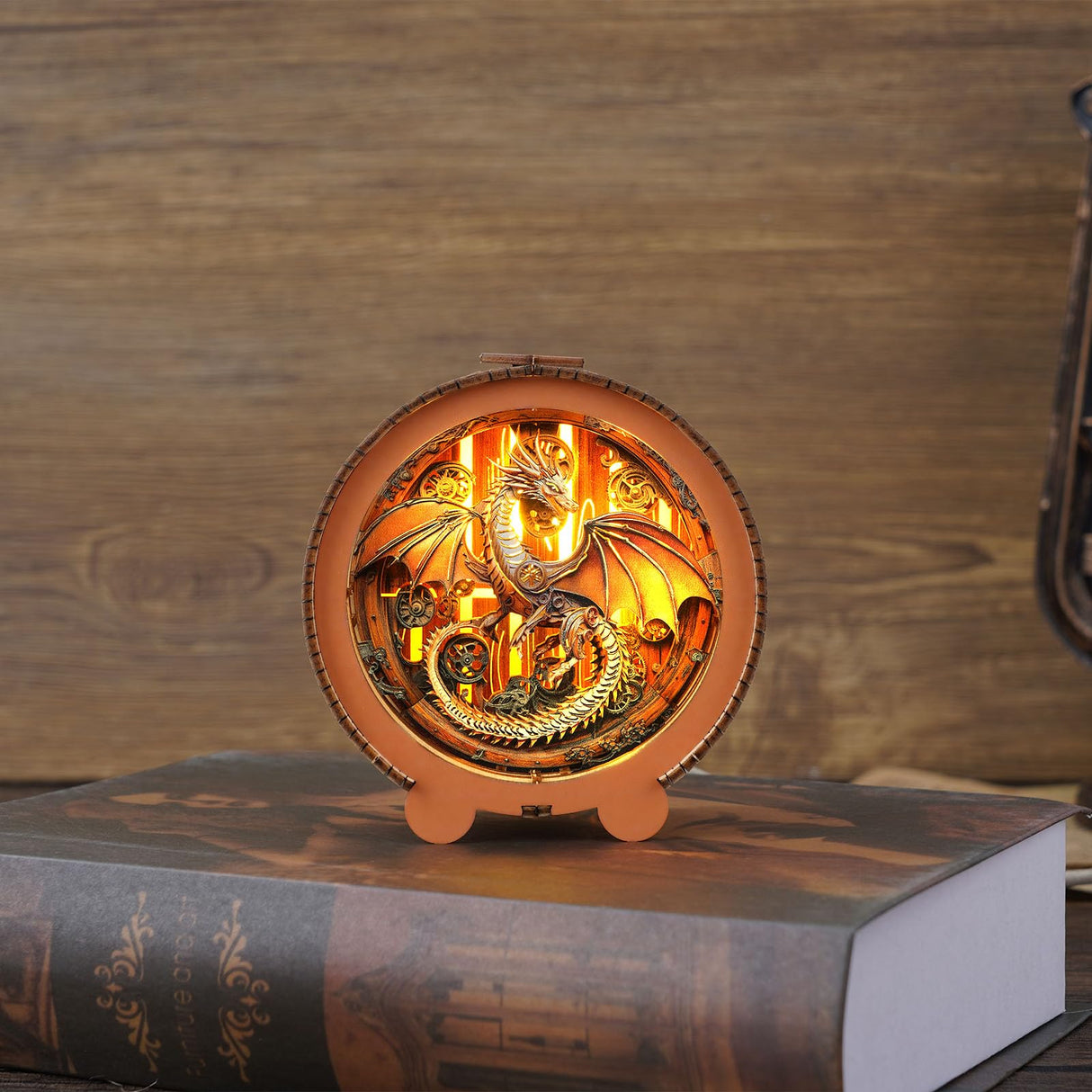 3D Puzzle Nightlight (Mechanical Dragon) 3D Wooden Puzzles for Adults DIY Crafts for Adults Christmas Decorations/Gifts for Family and Friends WOODBESTS
