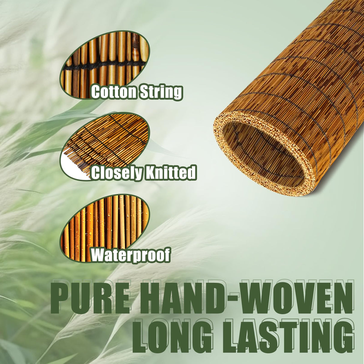 MOOKNAT 2 Pack Natural Reed Fence Roller Blind,4FT X 16.4FT Bamboo Fencing Privacy Reed Screening for Outdoor, Gallery, Restaurant, Hotel, Patio (Brown) MOOKNAT