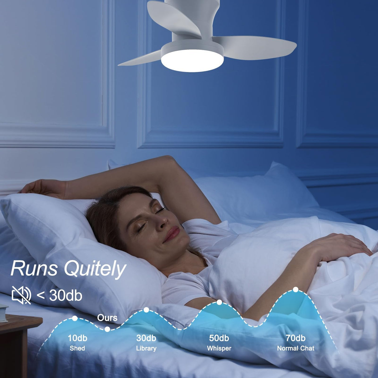 Vilante Ceiling Fans with Lights, 24 Inch Low Profile Ceiling Fan with Light and Remote Control, Dimmable, 6 Speeds, 3CCT, Flush Mount, Quite, Reversible DC Motor Modern Ceiling Fan for Bedroom Vilante